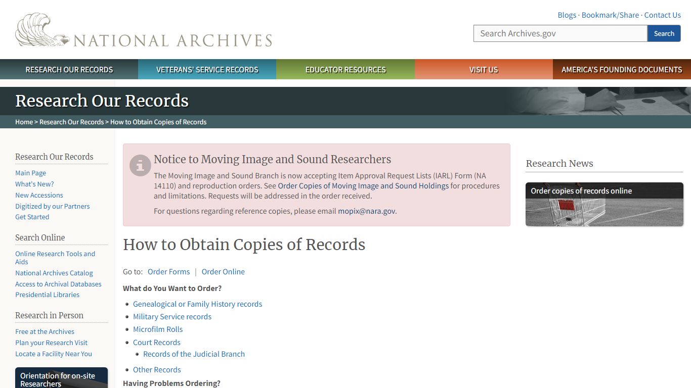 How to Obtain Copies of Records | National Archives